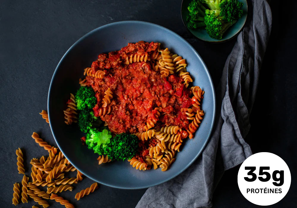 Bolognaise de bœuf aux fusilli de lentilles