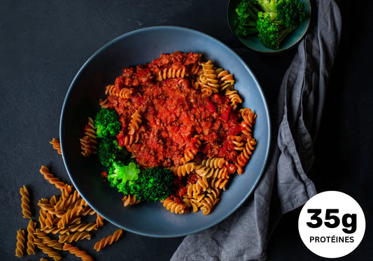 Bolognaise de bœuf aux fusilli de lentilles